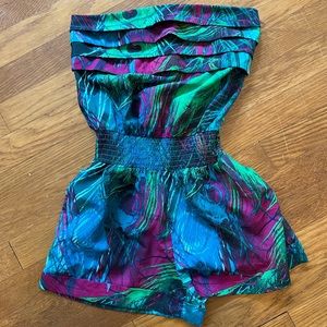 Vintage Bebe Floral Strapless Romper